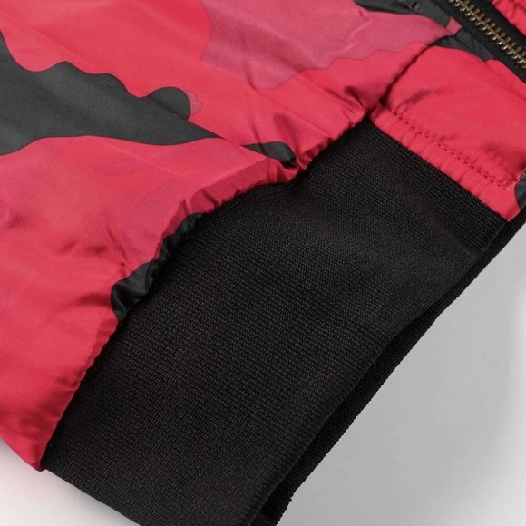 Red Streetstyle Men's Camo Print Zip Up Bomber Jac - Picture 6 of 7